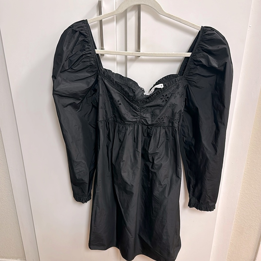Zara Embroidered Puff Sleeve Mini Dress